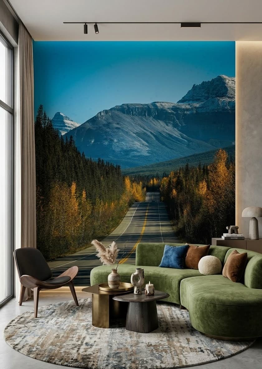 Autumn Ridge mural — living room