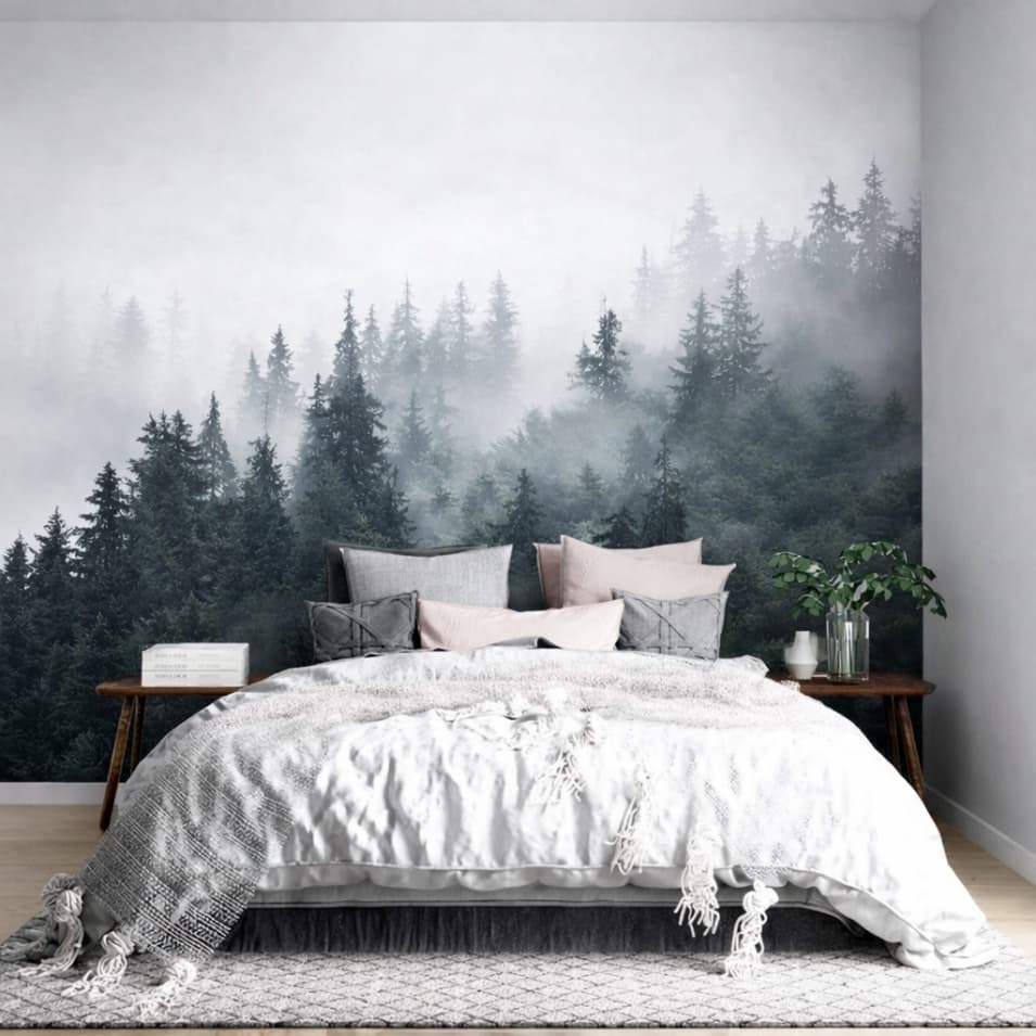 Brick-textured feature wall mural