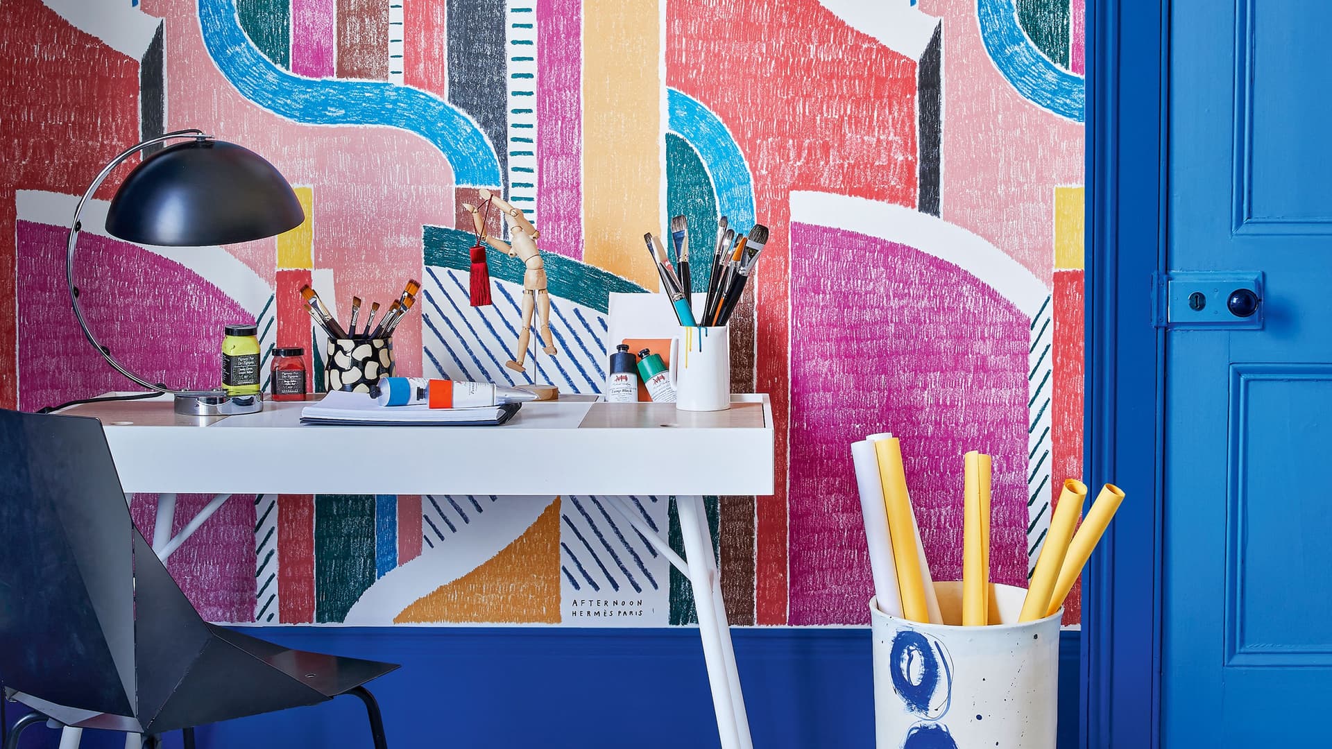A custom printed mural transforming a living space